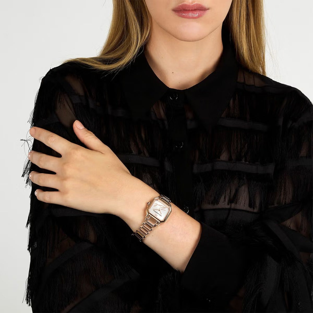 カール ラガーフェルド KARL LAGERFELD 腕時計 レディース スクエア クラシック SQUARE CLASSICS シルバー サンレイ シグネチャー ダイヤル ローズゴールド ブレスレット R0553102509【60回分割手数料無料！】
