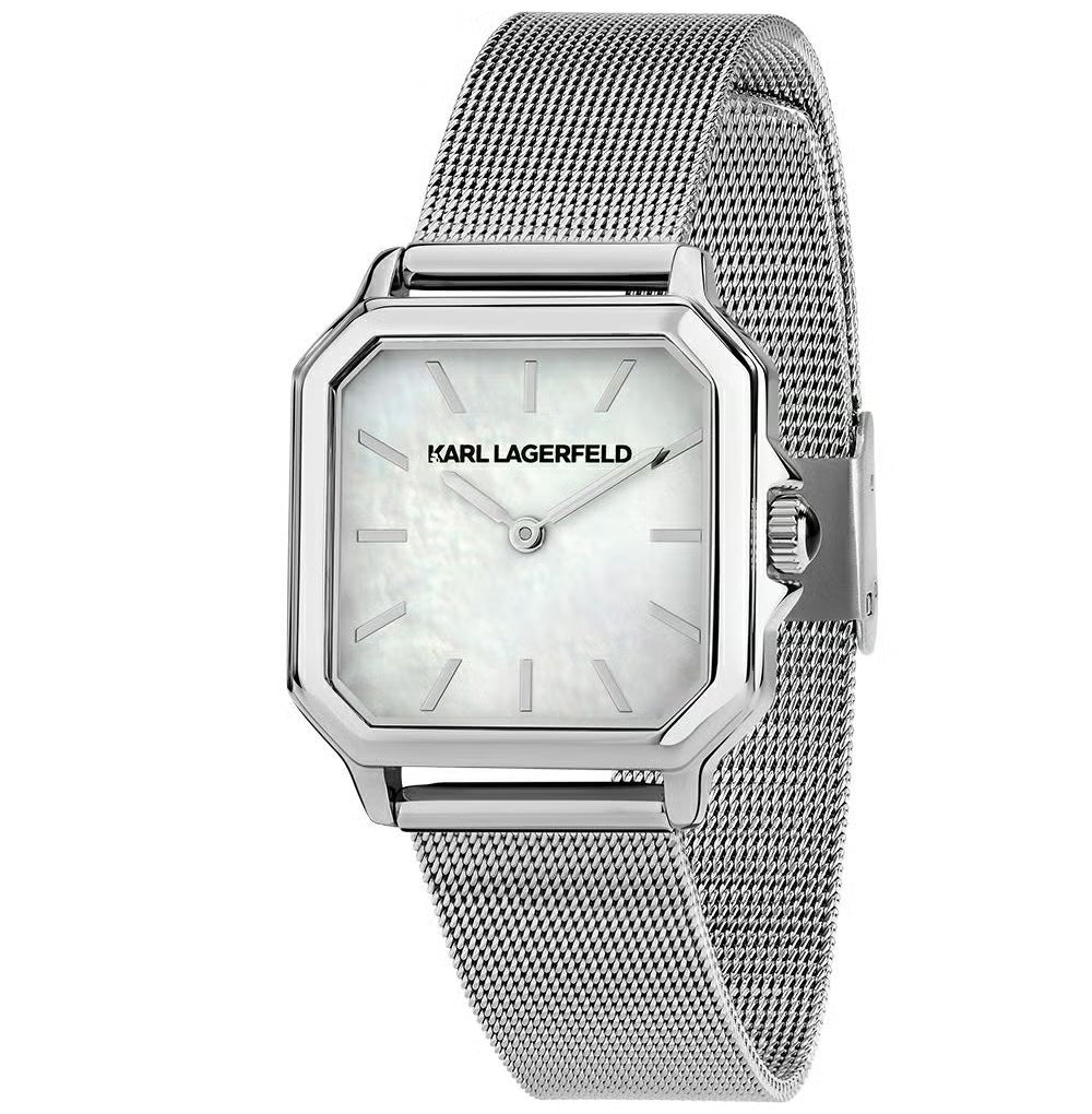 カール ラガーフェルド KARL LAGERFELD 腕時計 レディース スクエア クラシック SQUARE CLASSICS ホワイト MOP ダイヤル シルバー メッシュ R0553106502【60回分割手数料無料！】