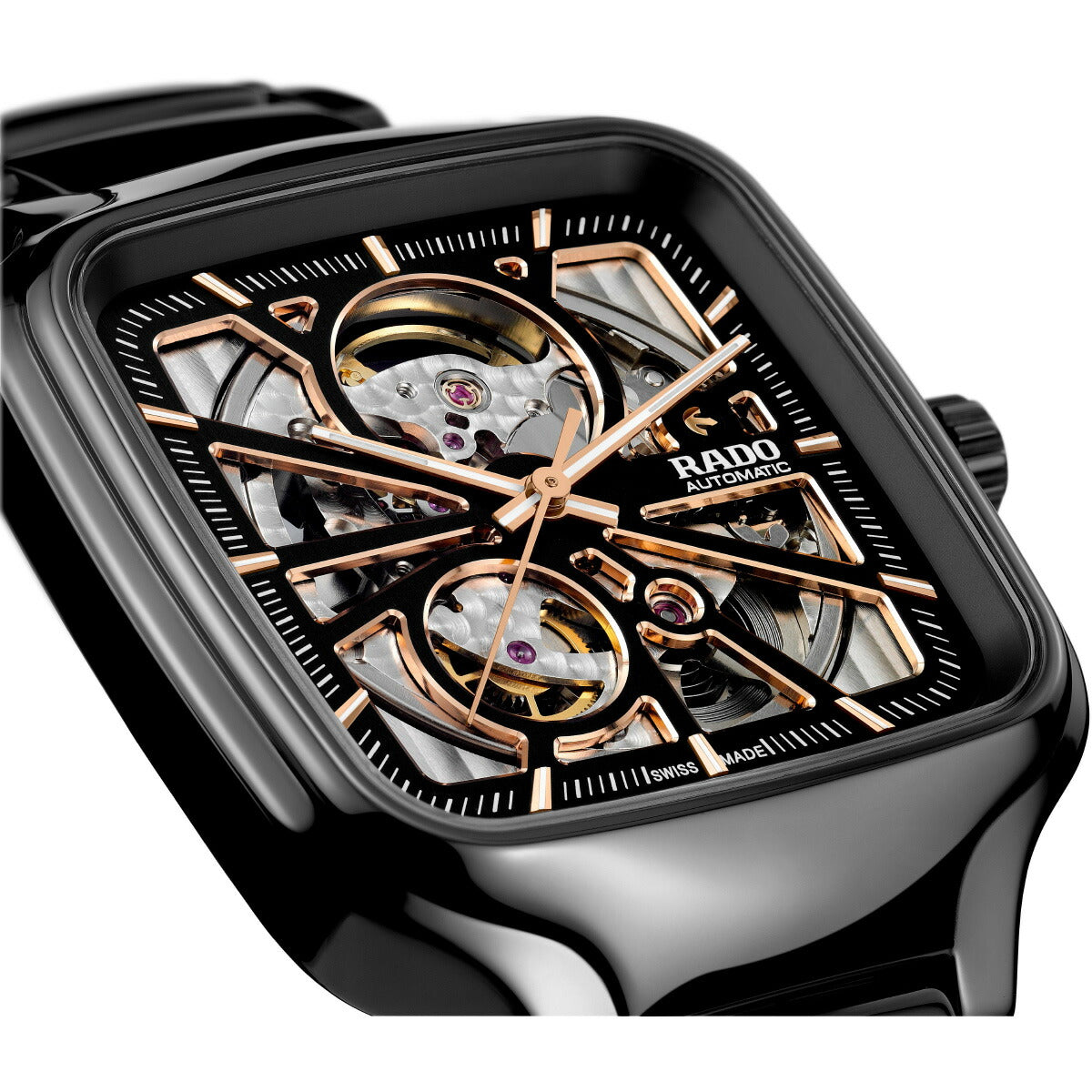 ラドー RADO トゥルー スクエア オートマティック オープンハート True Square Automatic Open Heart 腕時計 自動巻き R27086162【60回分割手数料無料！】