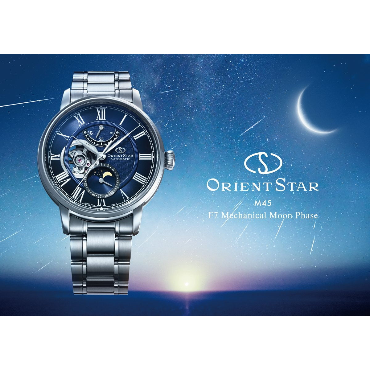 オリエントスター ORIENT STAR M45 F7 メカニカルムーンフェイズ 腕時計 メンズ 自動巻 機械式 日本製 RK-BT0002L【2025 新作】