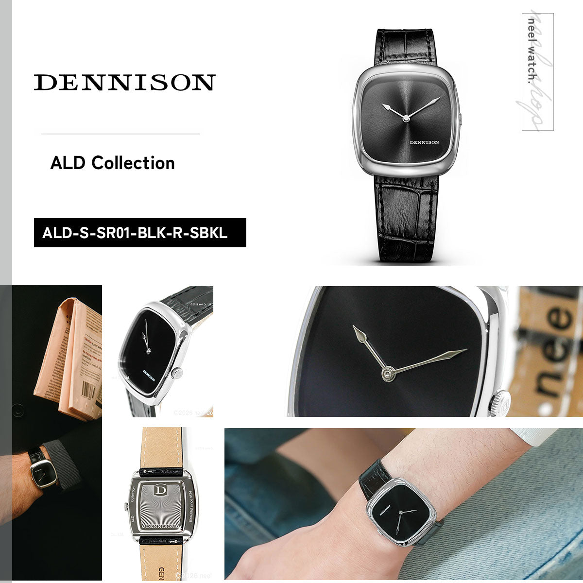デニソン DENNISON 腕時計 メンズ レディース ALD Collection ブラックサンレイ ステンレス ALD-S-SR01-BLK-R-SBKL