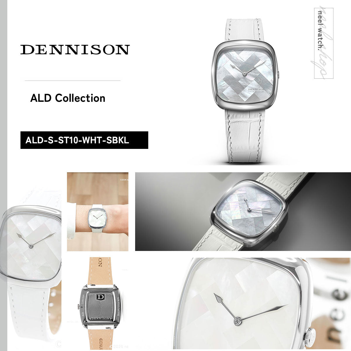 デニソン DENNISON 腕時計 メンズ レディース ALD Collection ホワイトマザーオブパール モザイク スチール ALD-S-ST10-WHT-SBKL