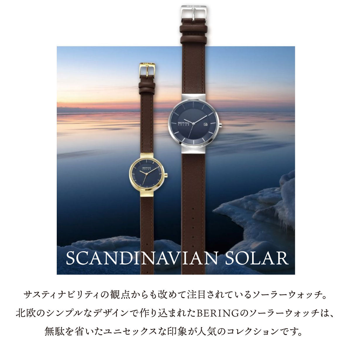 ベーリング BERING ソーラー 腕時計 メンズ レディース スカンジナビアン ディープグリーン Scandinavian Solar Pair Deep green 14639-409