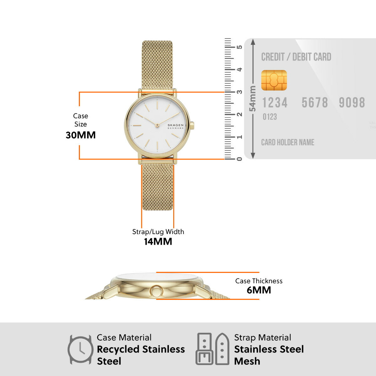 スカーゲン SKAGEN 腕時計 レディース SIGNATUR LILLE SLIM ゴールドトーン スチールメッシュウォッチ SKW2693
