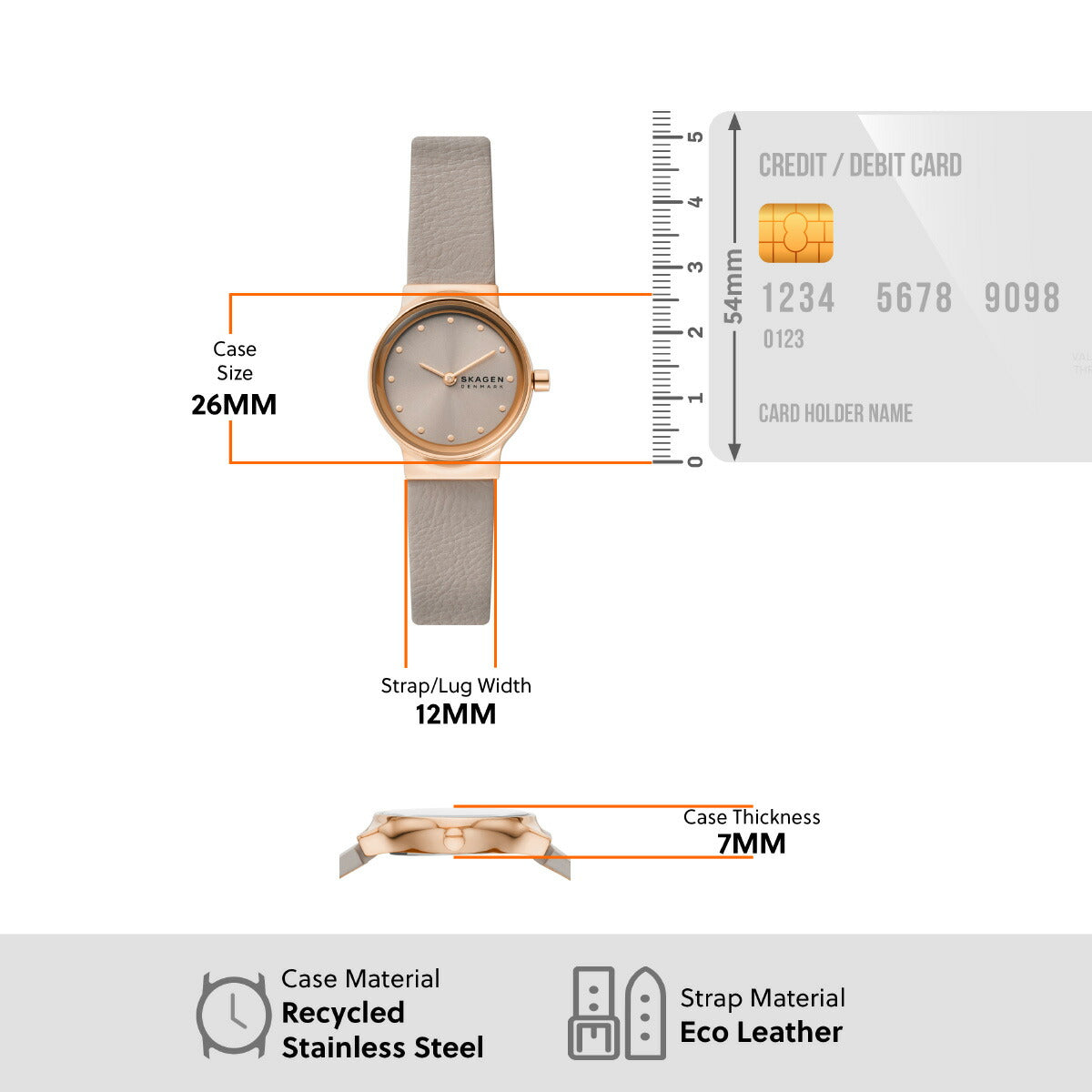 スカーゲン SKAGEN 腕時計 レディース FREJA LILLE 二針 グレーストーン LiteHideレザーウォッチ SKW3005