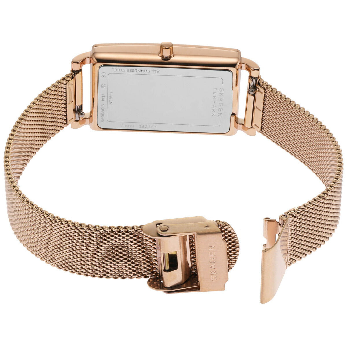 スカーゲン SKAGEN 腕時計 レディース HAGEN LILLE 三針 ローズゴールドトーン ステンレススチール メッシュ タンクウォッチ SKW3095