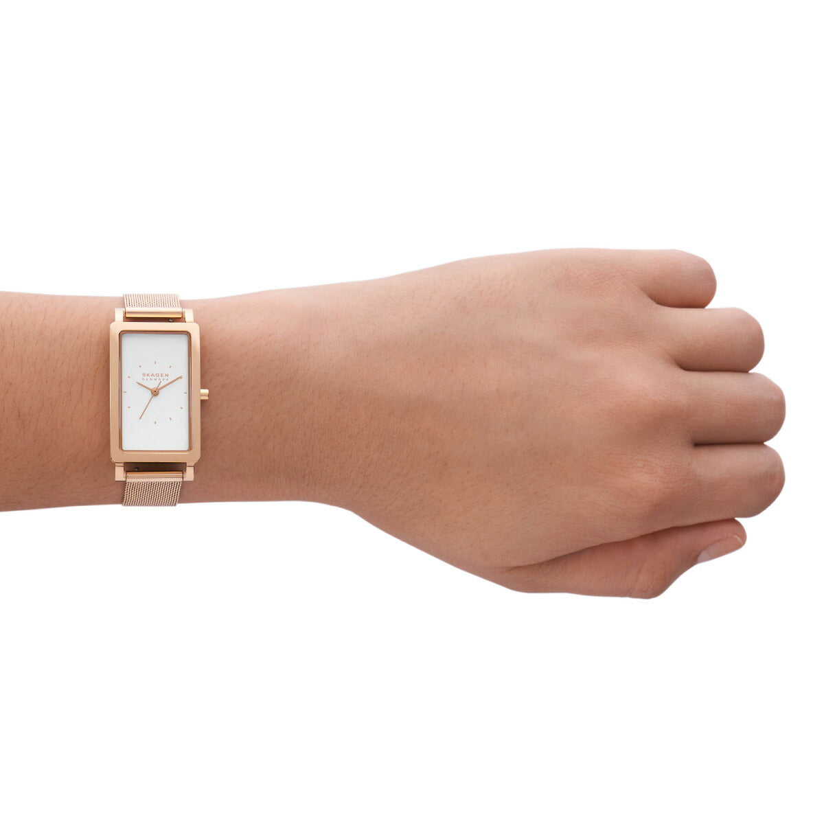 スカーゲン SKAGEN 腕時計 レディース HAGEN LILLE 三針 ローズゴールドトーン ステンレススチール メッシュ タンクウォッチ SKW3095