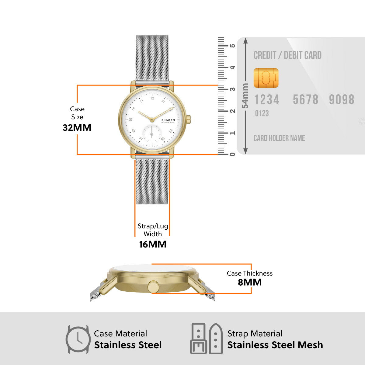スカーゲン SKAGEN 腕時計 レディース KUPPEL LILLE 二針 サブセコンド ステンレススチール メッシュウォッチ SKW3101