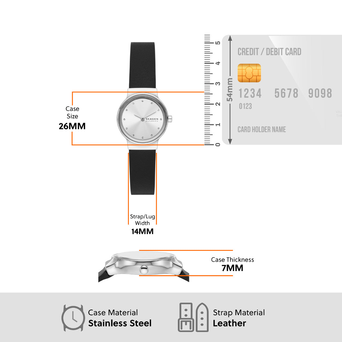 スカーゲン SKAGEN 腕時計 レディース FREJA LILLE 二針 ブラックレザーウォッチ SKW3119