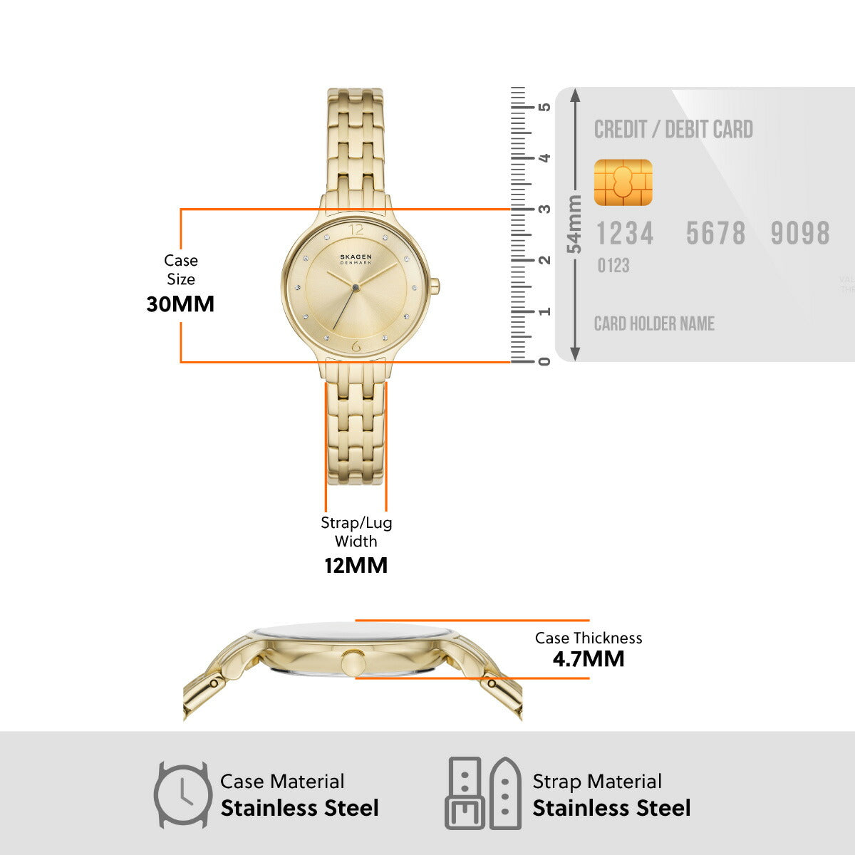 スカーゲン SKAGEN 腕時計 レディース ANITA LILLE 三針 ゴールドトーン ステンレススチール ブレスレットウォッチ SKW3127