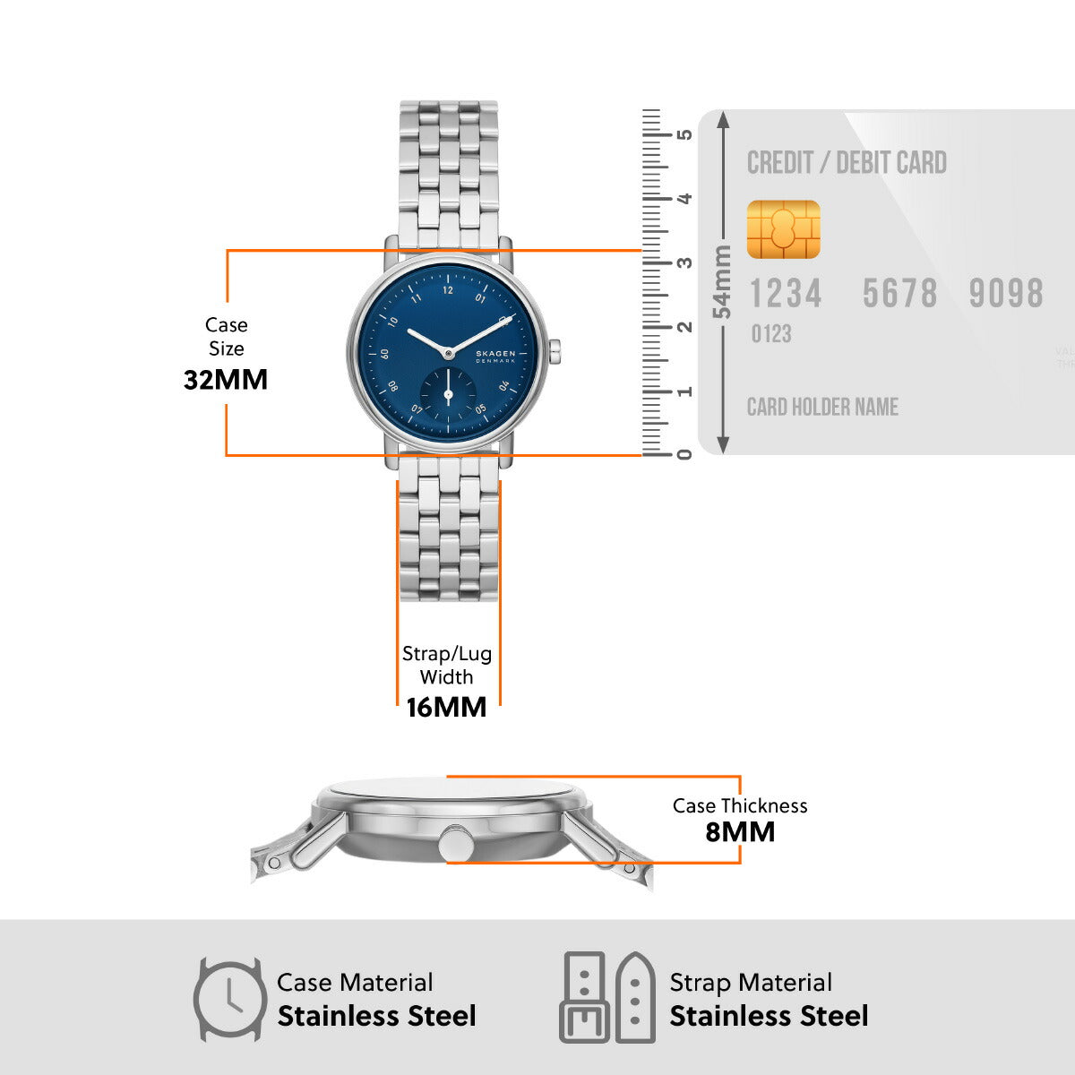 スカーゲン SKAGEN 腕時計 レディース KUPPEL LILLE 二針 サブセコンド シルバートーン ステンレススチール ブレスレットウォッチ SKW3129