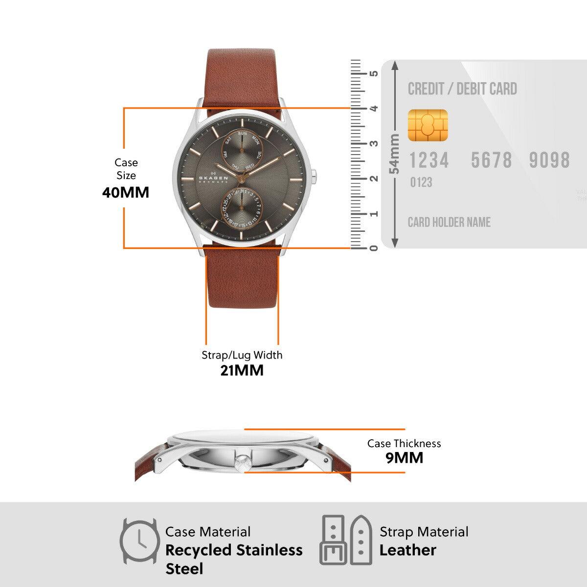 スカーゲン SKAGEN 腕時計 メンズ HOLST クロノグラフ マルチファンクション ミディアムブラウン レザーウォッチ SKW6086
