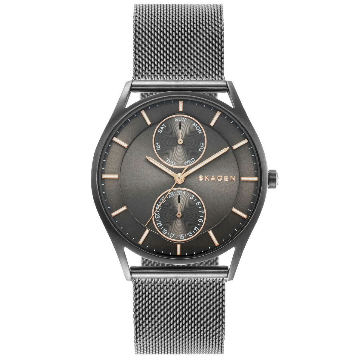 スカーゲン SKAGEN 腕時計 メンズ HOLST クロノグラフ マルチファンクション チャコール スチールメッシュウォッチ SKW6180