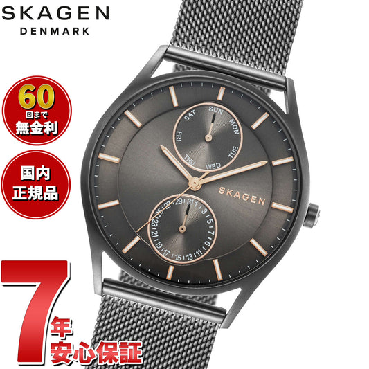 スカーゲン SKAGEN 腕時計 メンズ HOLST クロノグラフ マルチファンクション チャコール スチールメッシュウォッチ SKW6180