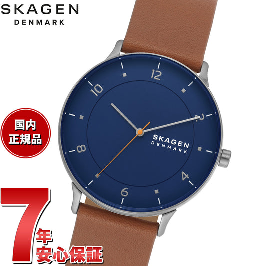 スカーゲン SKAGEN 腕時計 メンズ RIIS 三針 ミディアムブラウン レザーウォッチ SKW6885