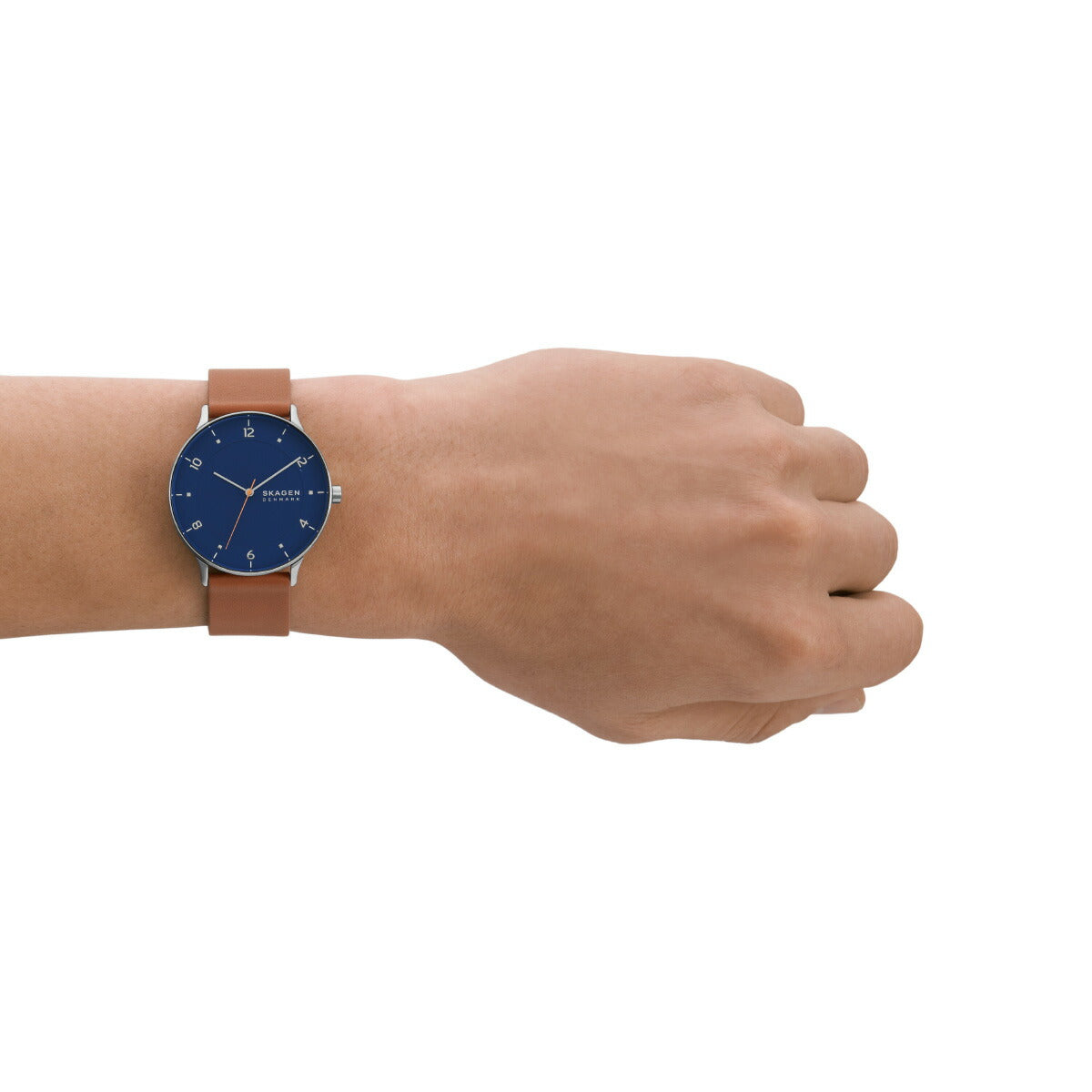 スカーゲン SKAGEN 腕時計 メンズ RIIS 三針 ミディアムブラウン レザーウォッチ SKW6885
