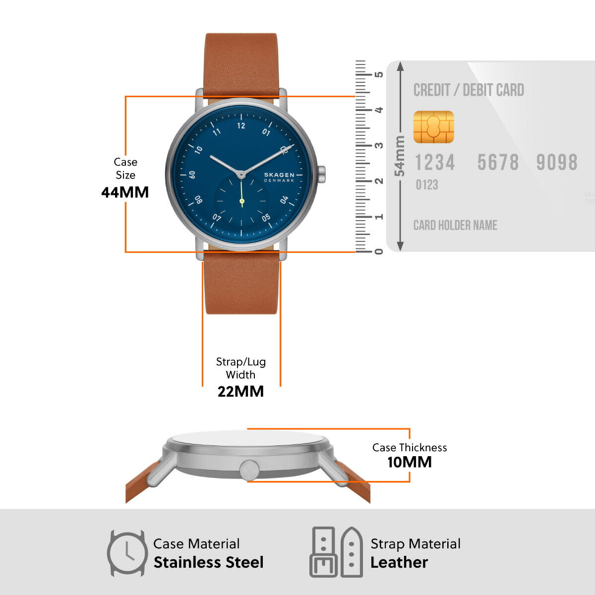 スカーゲン SKAGEN 腕時計 メンズ KUPPEL 二針 サブセコンド ブラウン レザーウォッチ SKW6888