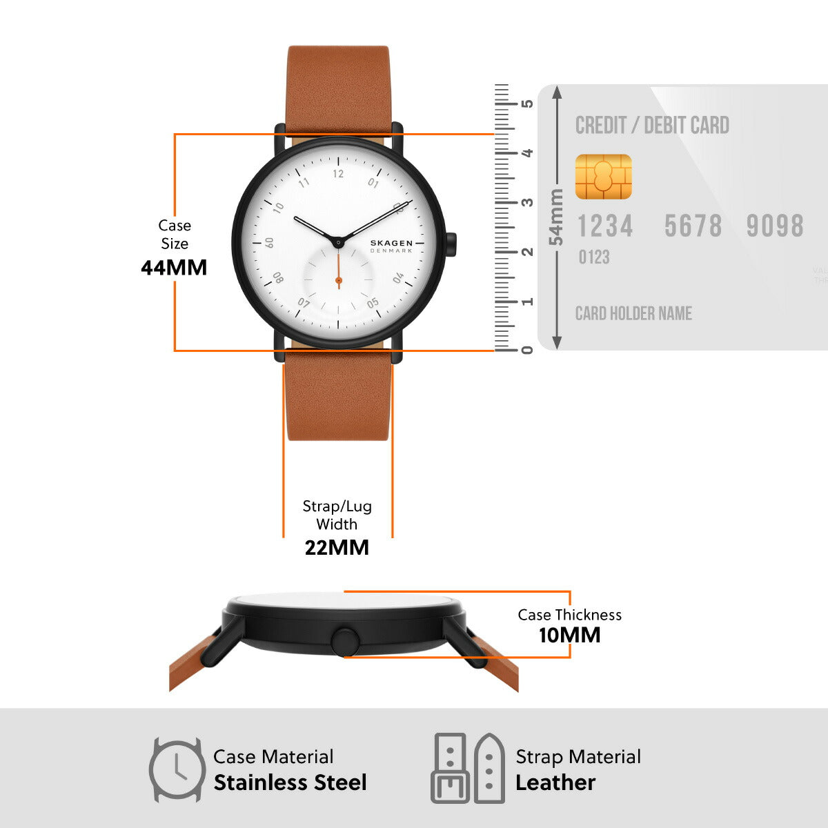 スカーゲン SKAGEN 腕時計 メンズ KUPPEL 二針 サブセコンド ブラウン レザーウォッチ SKW6889