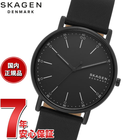 スカーゲン SKAGEN 腕時計 メンズ SIGNATUR 三針 ブラックレザーウォッチ SKW6902