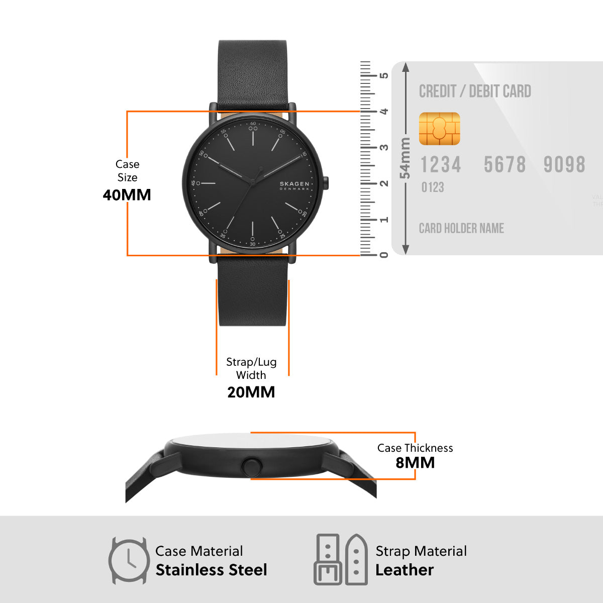 スカーゲン SKAGEN 腕時計 メンズ SIGNATUR 三針 ブラックレザーウォッチ SKW6902