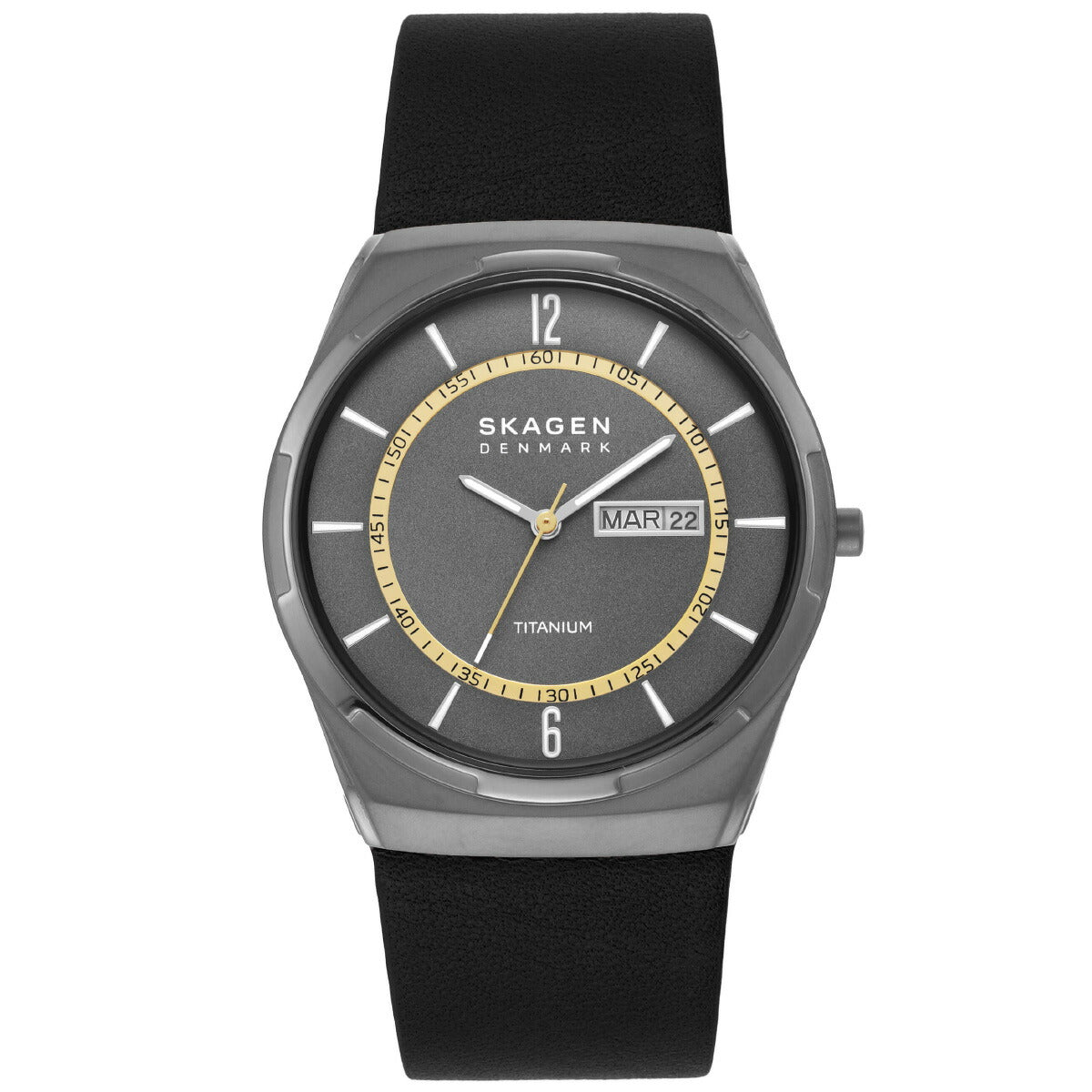 スカーゲン SKAGEN 腕時計 メンズ MELBYE TITANIUM 三針デイデイト ブラック レザーウォッチ SKW6907