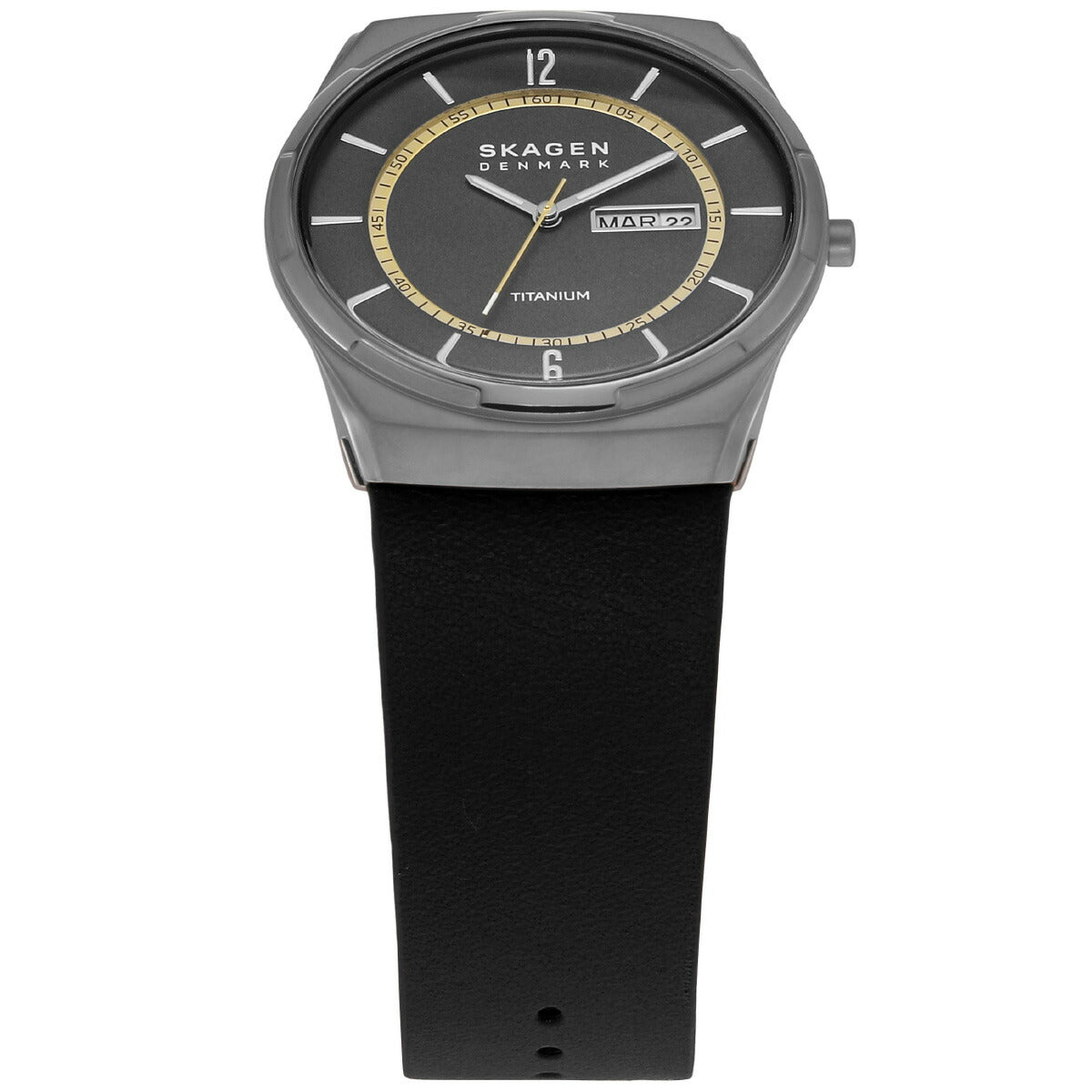 スカーゲン SKAGEN 腕時計 メンズ MELBYE TITANIUM 三針デイデイト ブラック レザーウォッチ SKW6907