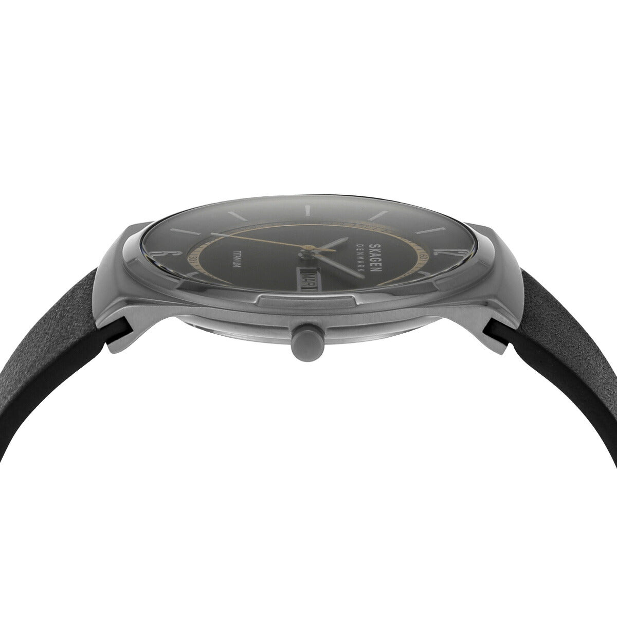 スカーゲン SKAGEN 腕時計 メンズ MELBYE TITANIUM 三針デイデイト ブラック レザーウォッチ SKW6907