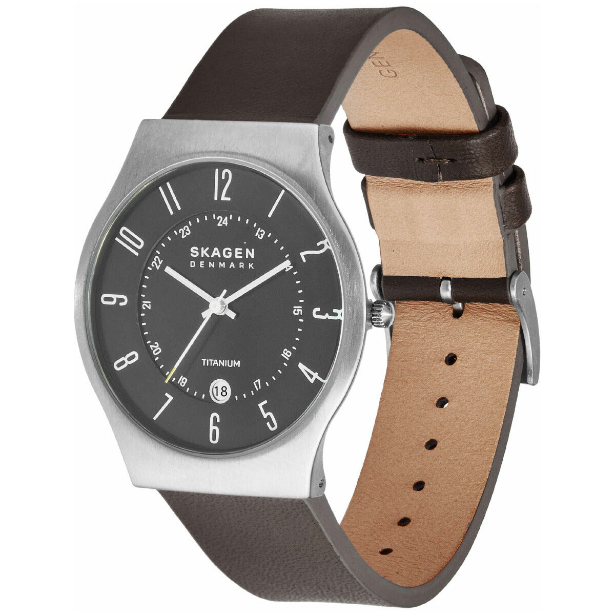 スカーゲン SKAGEN 腕時計 メンズ SUNDBY 三針デイト ブラック レザーウォッチ SKW6909