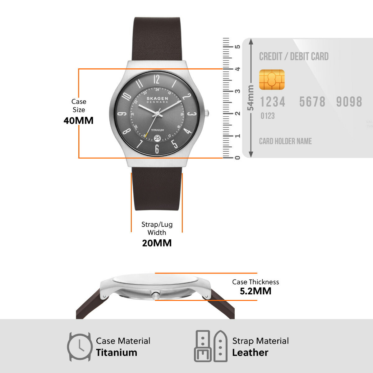スカーゲン SKAGEN 腕時計 メンズ SUNDBY 三針デイト ブラック レザーウォッチ SKW6909