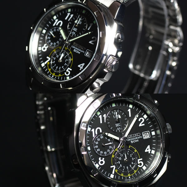 セイコー逆輸入 SEIKO 腕時計 クロノグラフ ブラック SND195