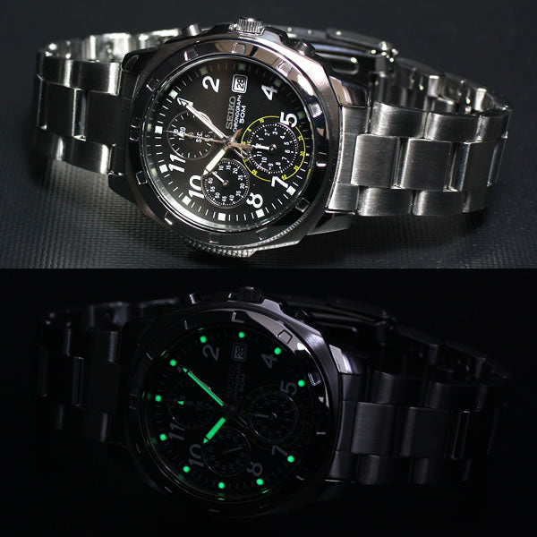 セイコー逆輸入 SEIKO 腕時計 クロノグラフ ブラック SND195