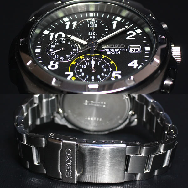 セイコー逆輸入 SEIKO 腕時計 クロノグラフ ブラック SND195