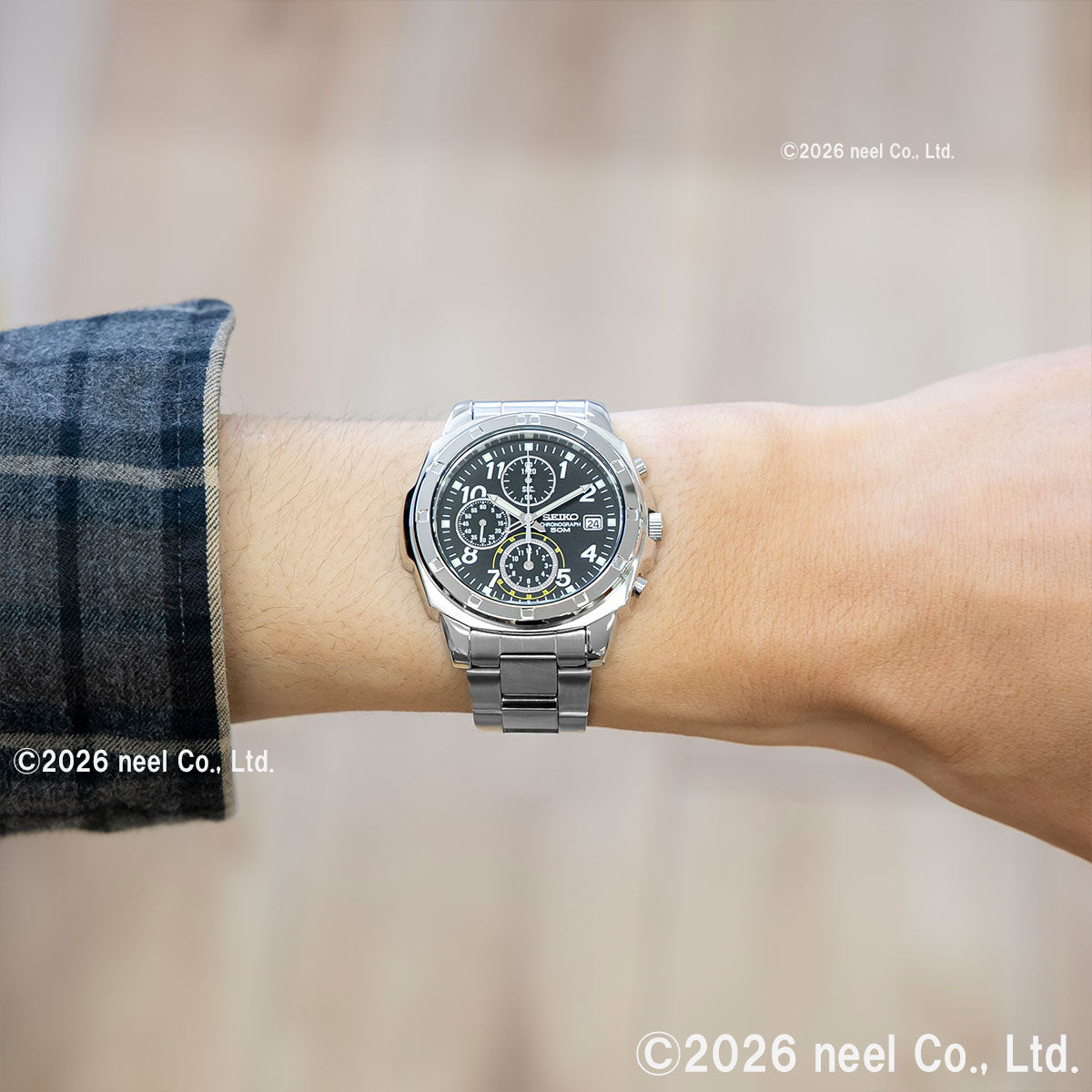 セイコー逆輸入 SEIKO 腕時計 クロノグラフ ブラック SND195