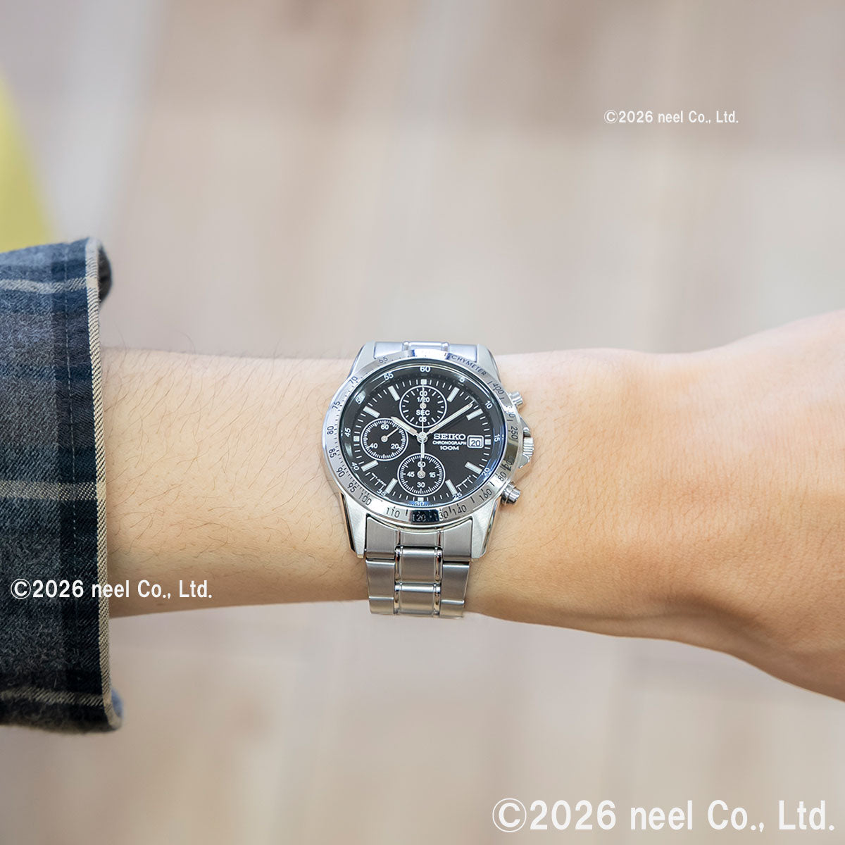 セイコー逆輸入 SEIKO クロノグラフ ブラック 腕時計 メンズ 100m防水 SND367P1