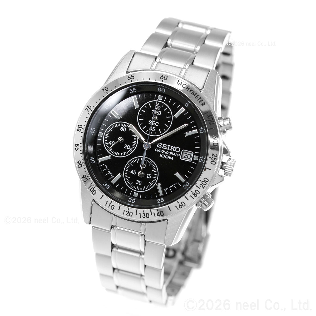 セイコー逆輸入 SEIKO クロノグラフ ブラック 腕時計 メンズ 100m防水 SND367P1