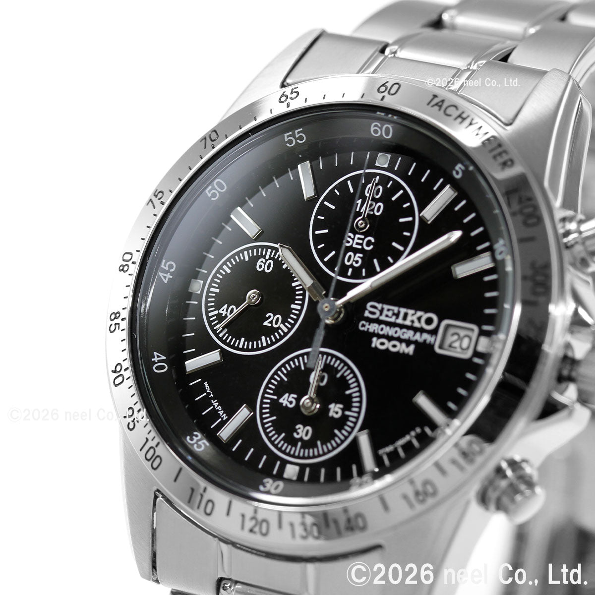 セイコー逆輸入 SEIKO クロノグラフ ブラック 腕時計 メンズ 100m防水 SND367P1