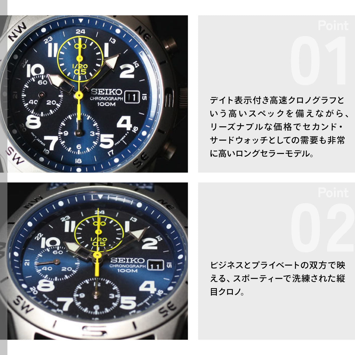 セイコーSEIKO逆輸入 腕時計 ミリタリー クロノグラフ SND379P2