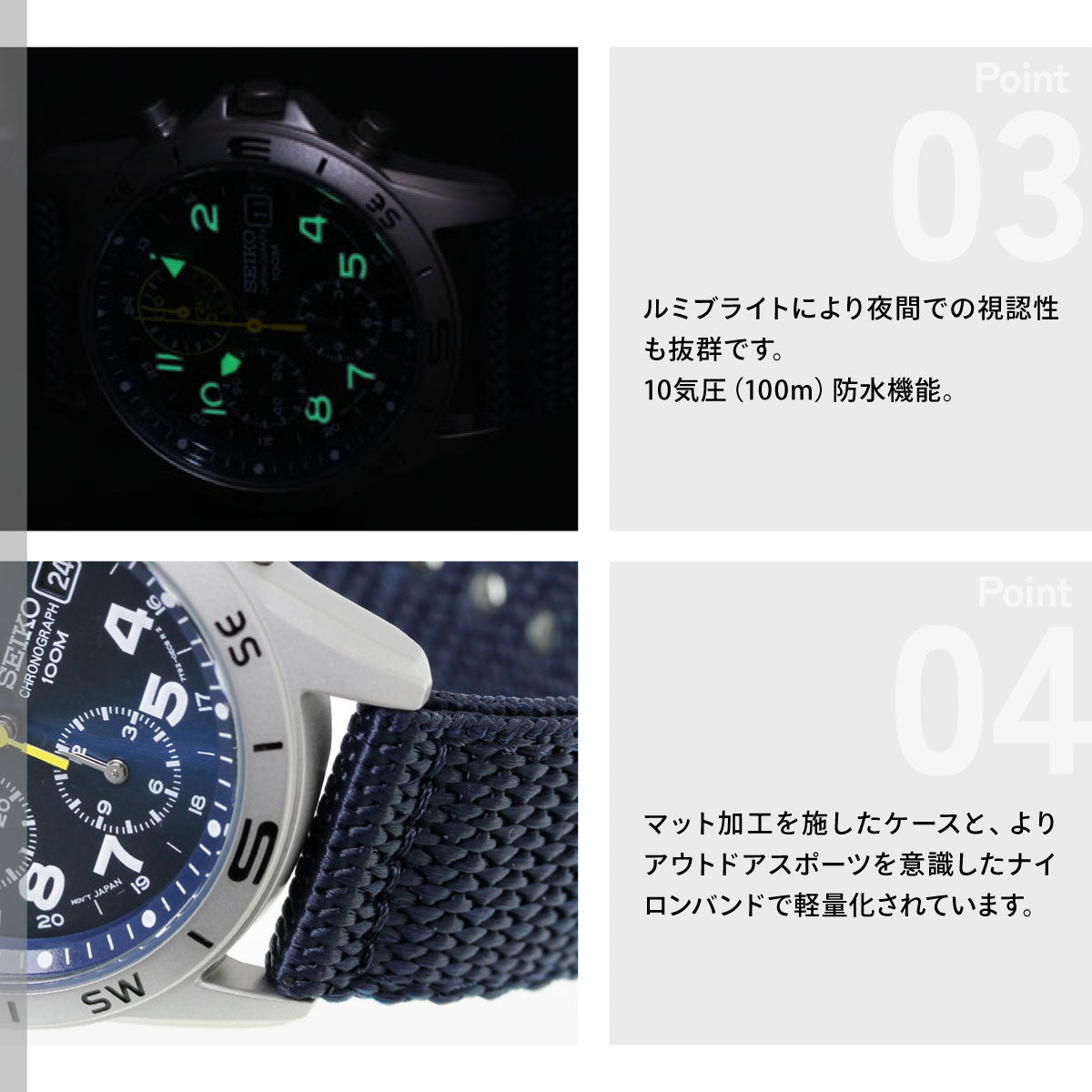 セイコーSEIKO逆輸入 腕時計 ミリタリー クロノグラフ SND379P2