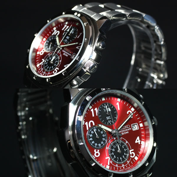 セイコー SEIKO 逆輸入 クロノ SEIKO 腕時計 メンズ クロノグラフ レッド SND495
