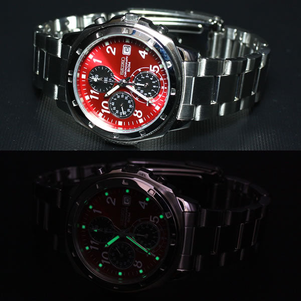 セイコー SEIKO 逆輸入 クロノ SEIKO 腕時計 メンズ クロノグラフ レッド SND495