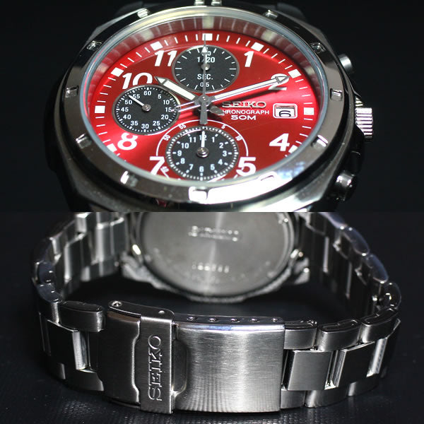 セイコー SEIKO 逆輸入 クロノ SEIKO 腕時計 メンズ クロノグラフ レッド SND495