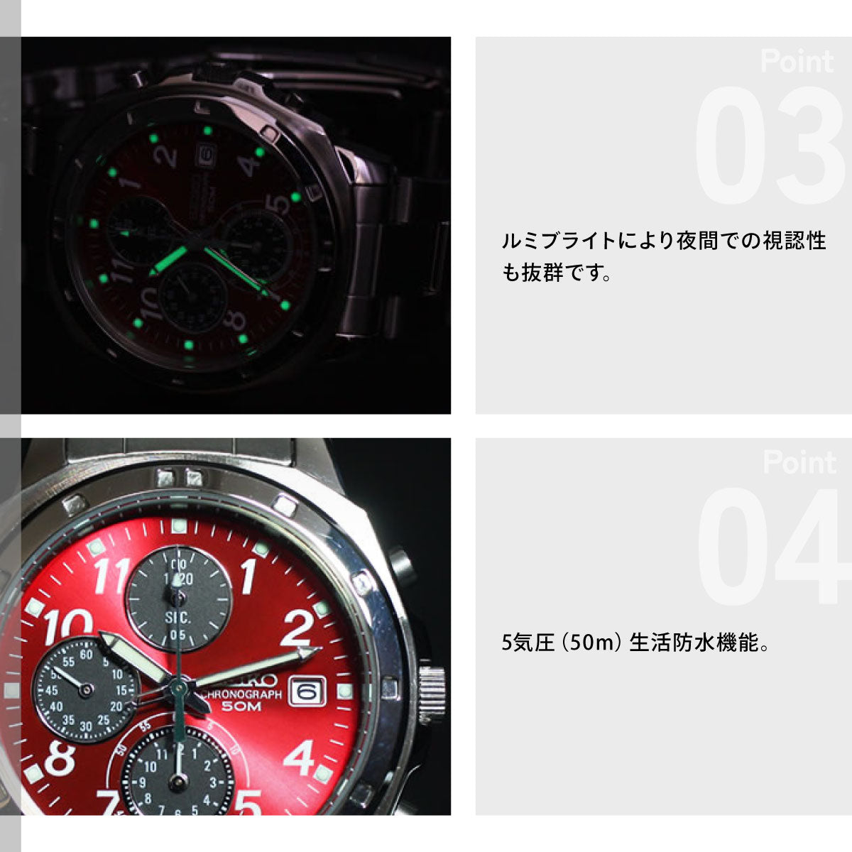 セイコー SEIKO 逆輸入 クロノ SEIKO 腕時計 メンズ クロノグラフ レッド SND495