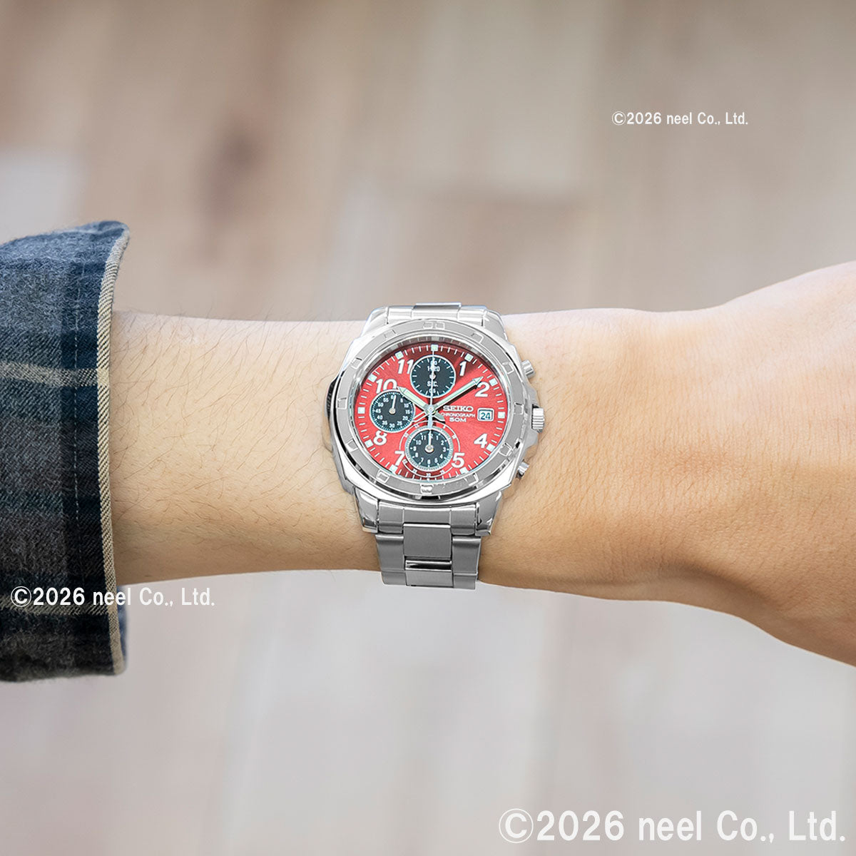 セイコー SEIKO 逆輸入 クロノ SEIKO 腕時計 メンズ クロノグラフ レッド SND495