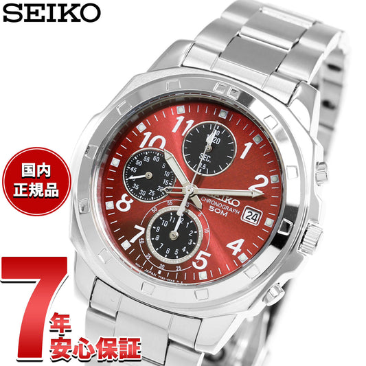 セイコー SEIKO 逆輸入 クロノ SEIKO 腕時計 メンズ クロノグラフ レッド SND495