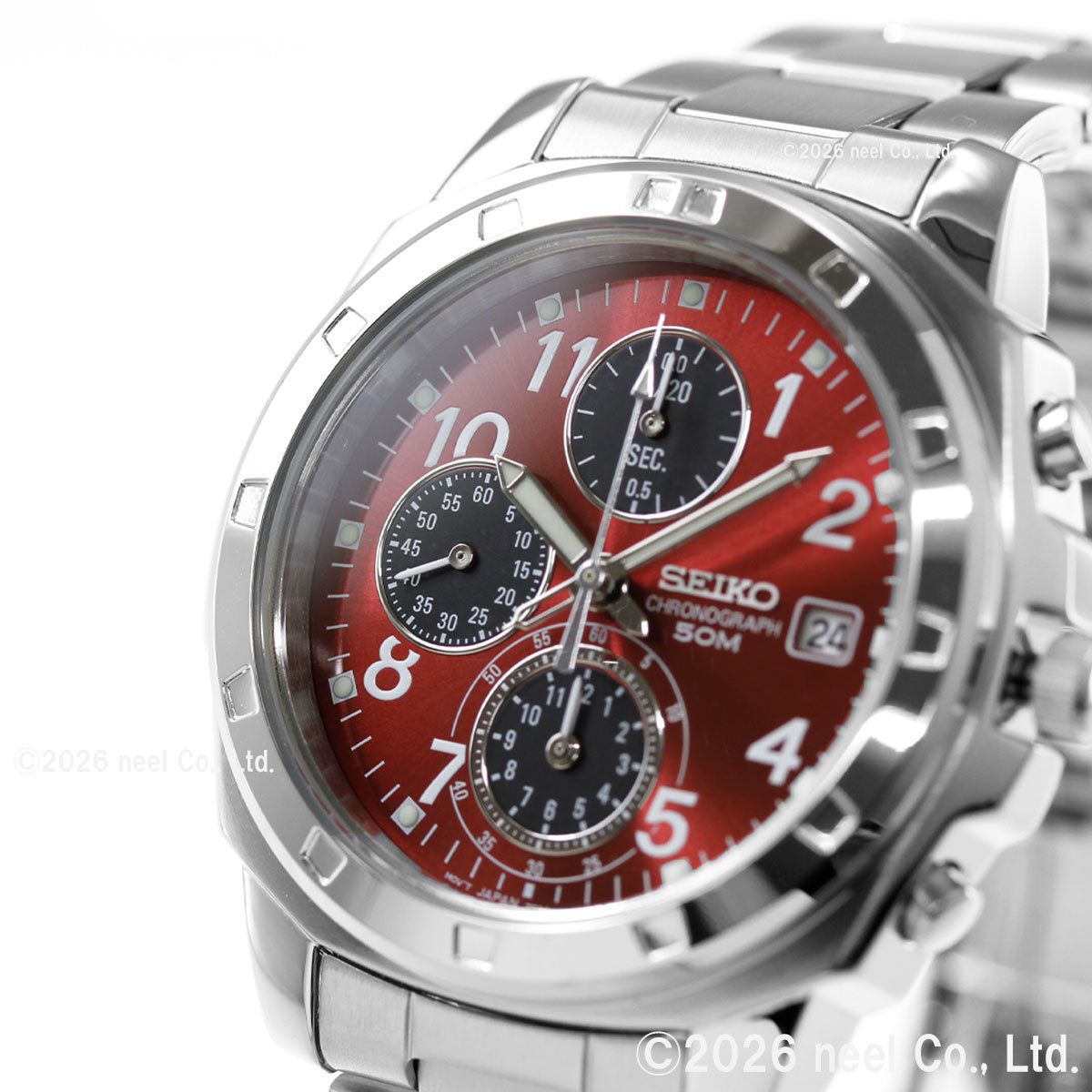 セイコー SEIKO 逆輸入 クロノ SEIKO 腕時計 メンズ クロノグラフ レッド SND495