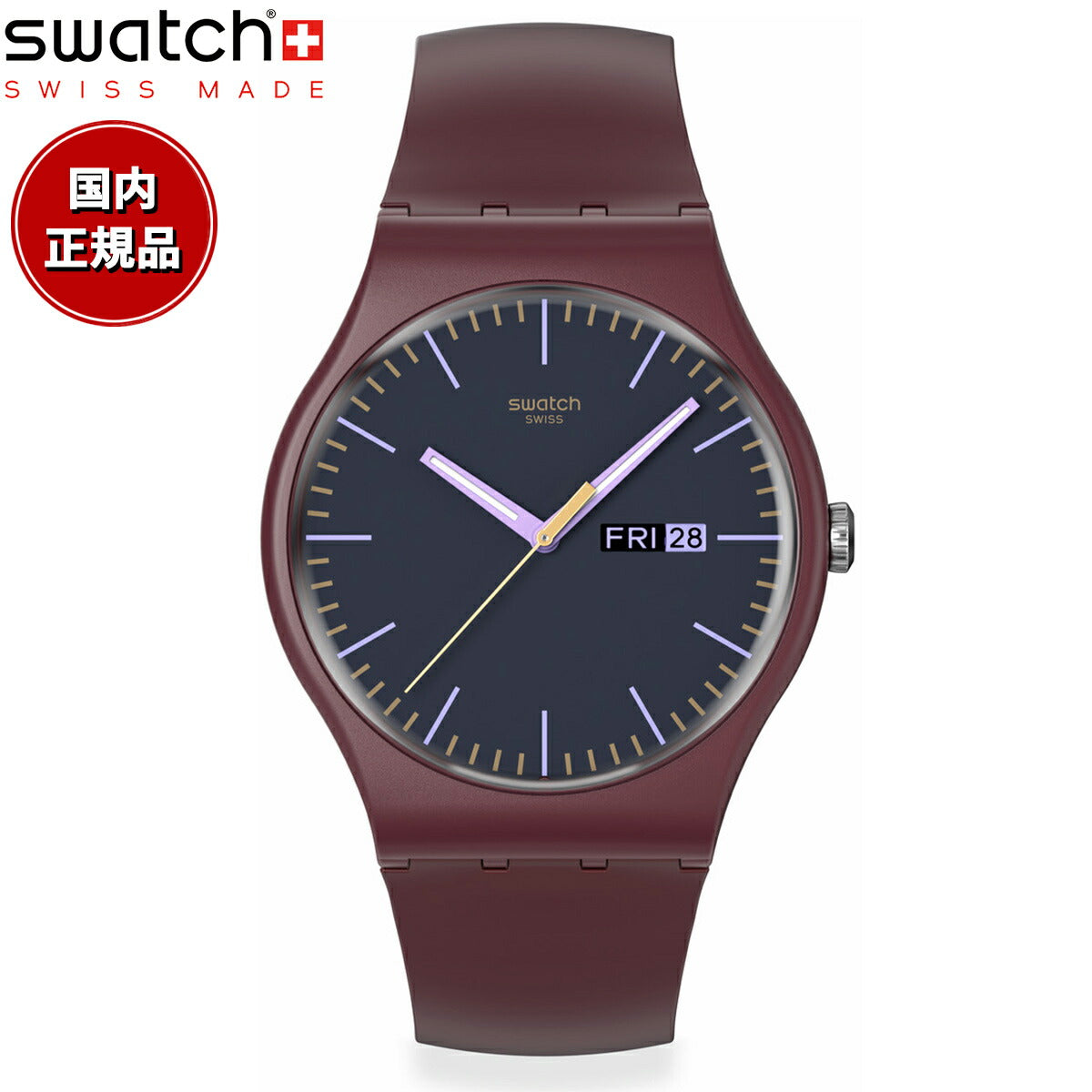 swatch スウォッチ 腕時計 メンズ レディース オリジナルズ ORIGINALS BURGUNDY BERRY SO29R707【2024 新作】