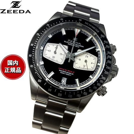 ジーダ ZEEDA スピードウルフ SPEED-WOLF PIANO BLACK 腕時計 メンズ メカニカルクォーツ クロノグラフ SPW-PBK