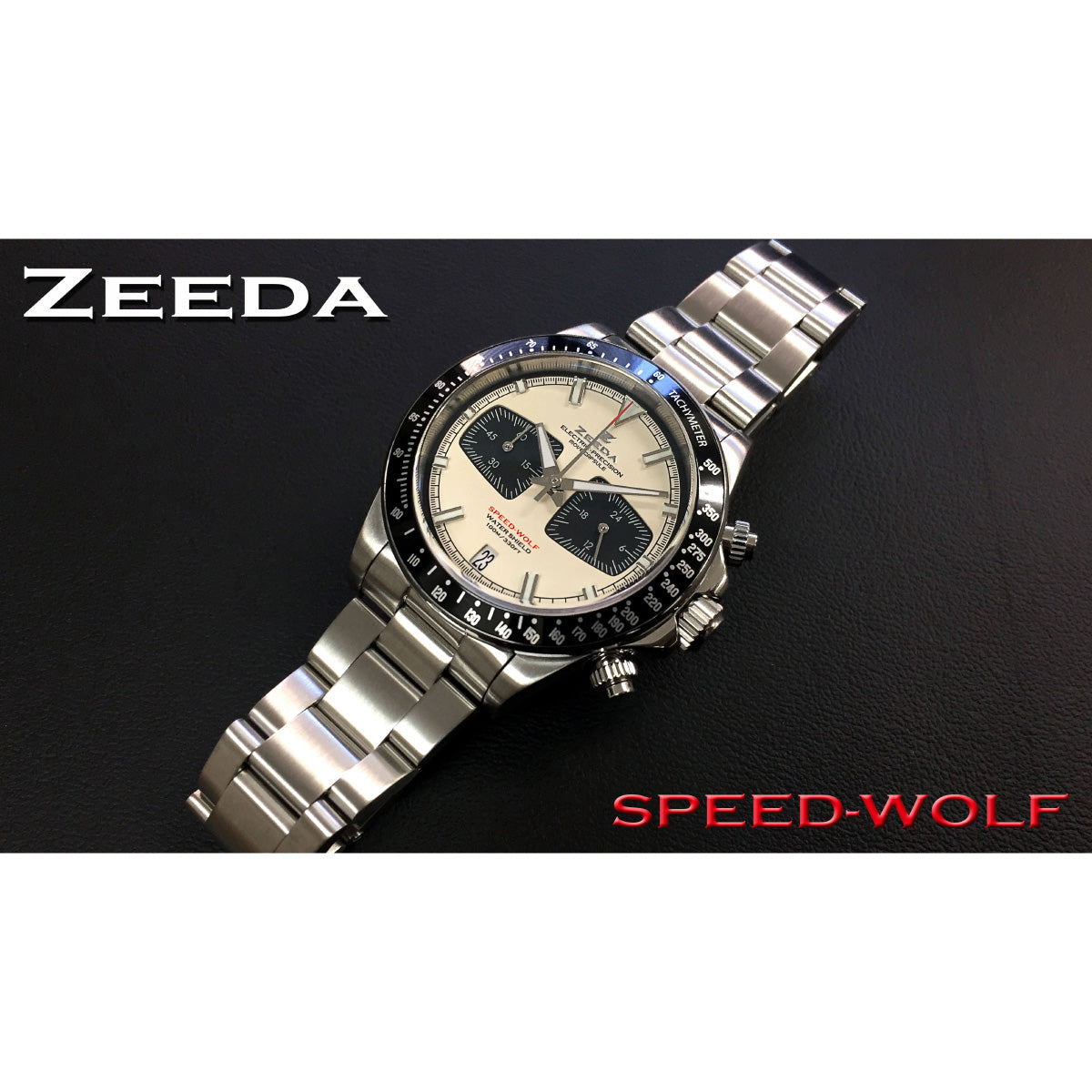 ジーダ ZEEDA スピードウルフ SPEED-WOLF VINTAGE WHITE 腕時計 メンズ メカニカルクォーツ クロノグラフ SPW-VWH
