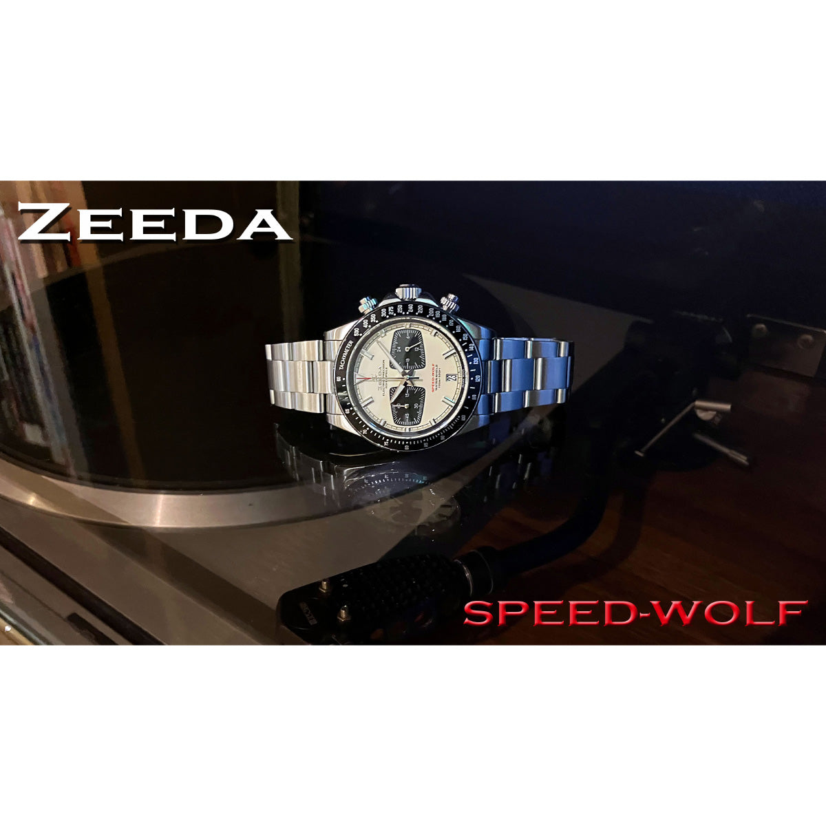 ジーダ ZEEDA スピードウルフ SPEED-WOLF VINTAGE WHITE 腕時計 メンズ メカニカルクォーツ クロノグラフ SPW-VWH
