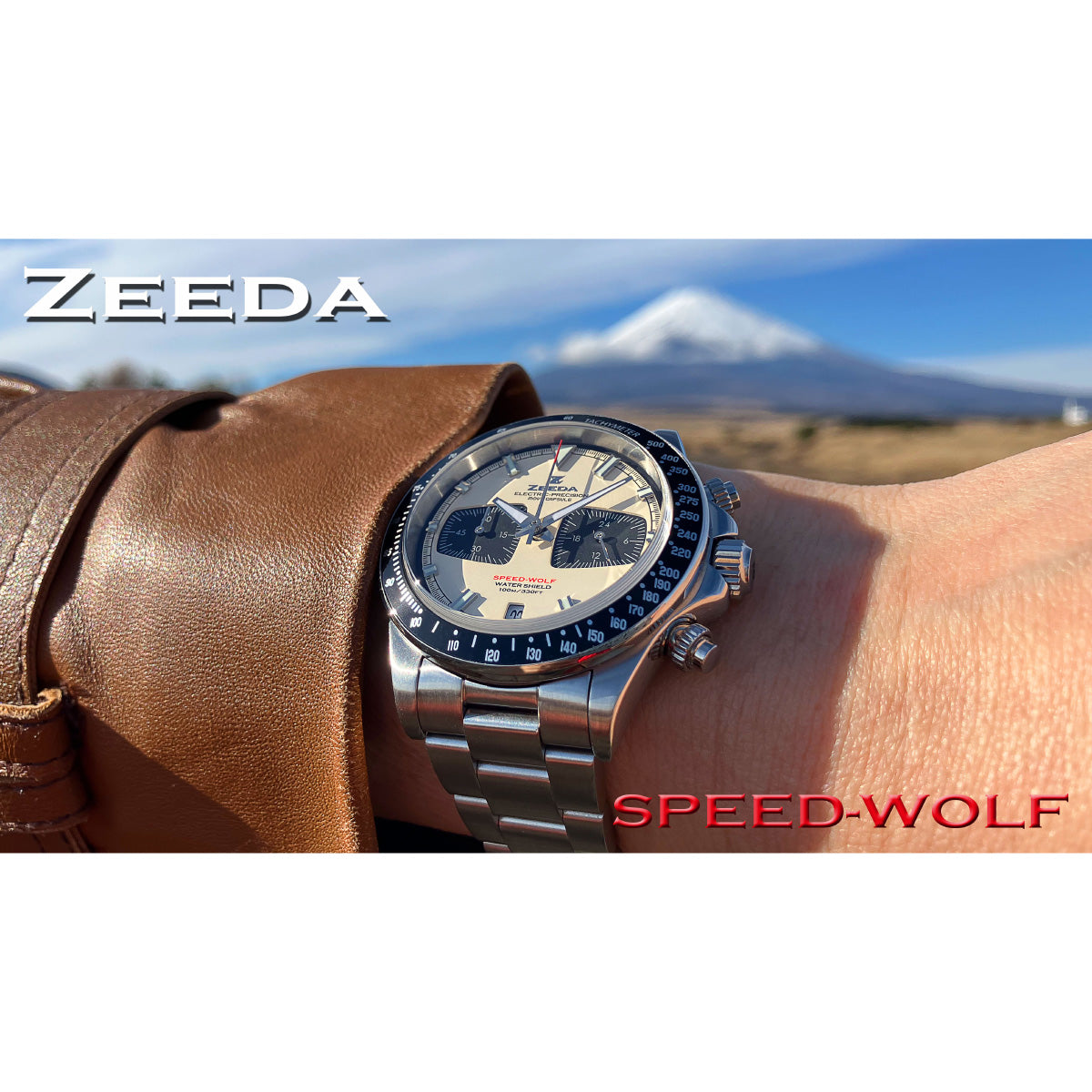 ジーダ ZEEDA スピードウルフ SPEED-WOLF VINTAGE WHITE 腕時計 メンズ メカニカルクォーツ クロノグラフ SPW-VWH